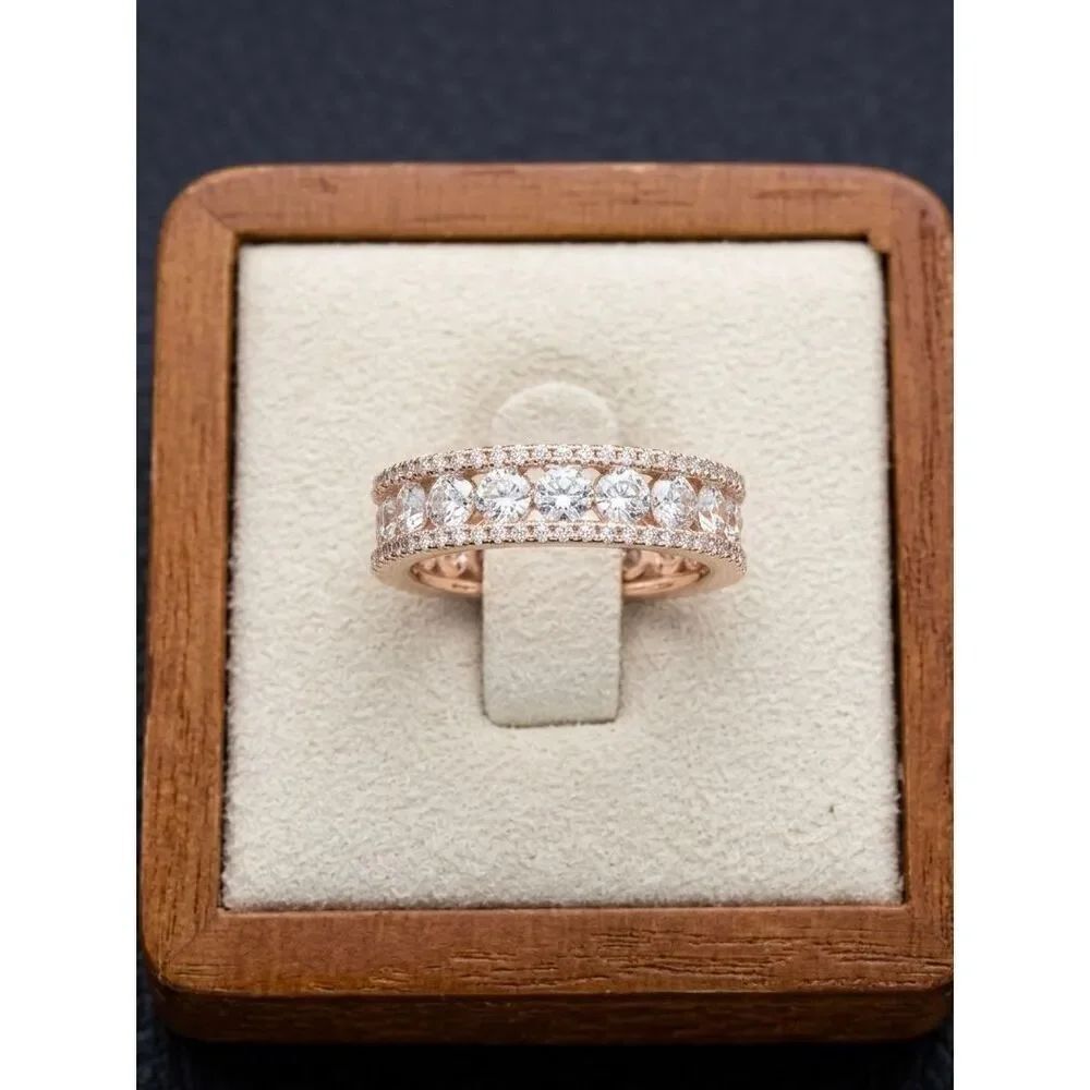 Stunning 2.62ct Moissanite Eternity Band Ring 14K Rose Gold Vermeil SZ 6 New
